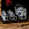 Ancienne théière en porcelaine bleu