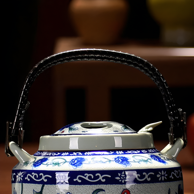 Ancienne théière en porcelaine bleu