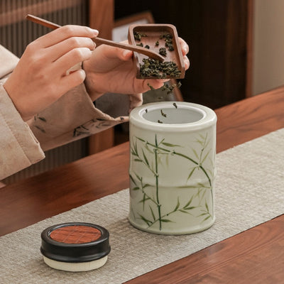 Boite à thé motif bambou