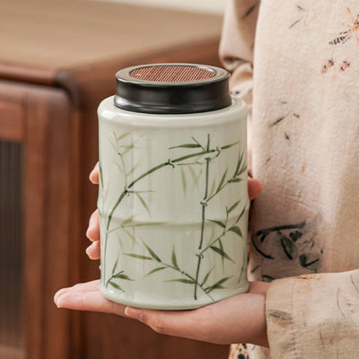 Boite à thé motif bambou