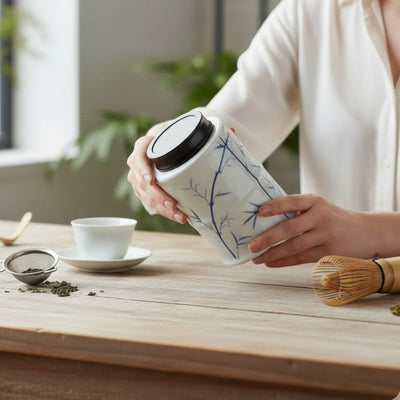 Boite à thé motif bambou