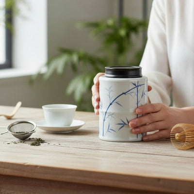 Boite à thé motif bambou