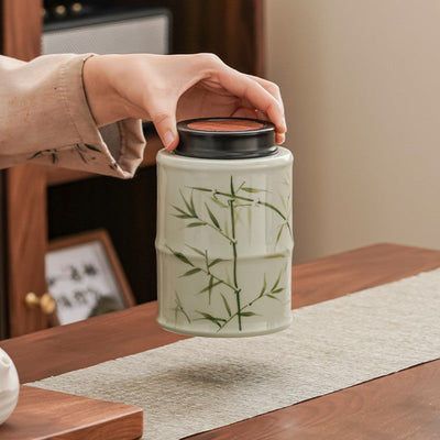 Boite à thé motif bambou