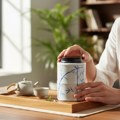 Boite à thé motif bambou