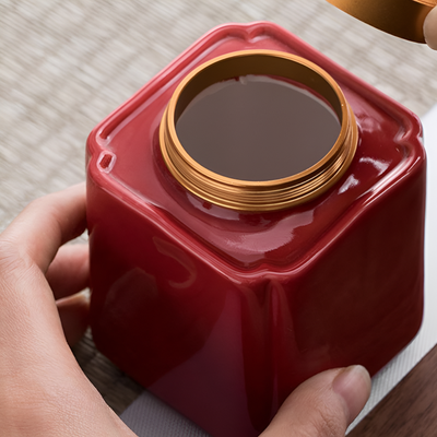 Boite à thé rouge