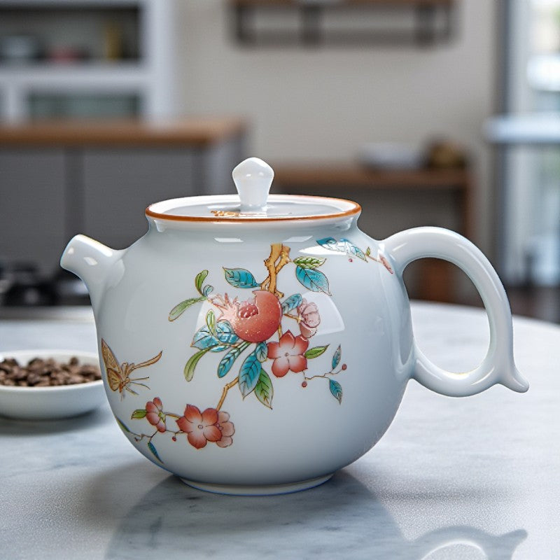 Petite théière en céramique motif rose