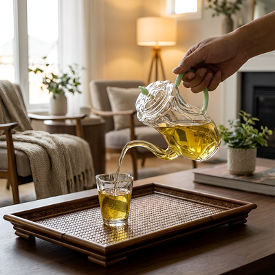 Petite théière individuelle en verre