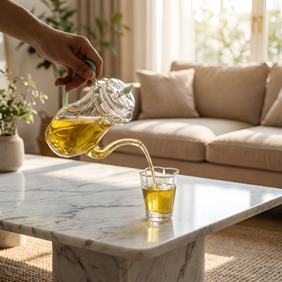 Petite théière individuelle en verre