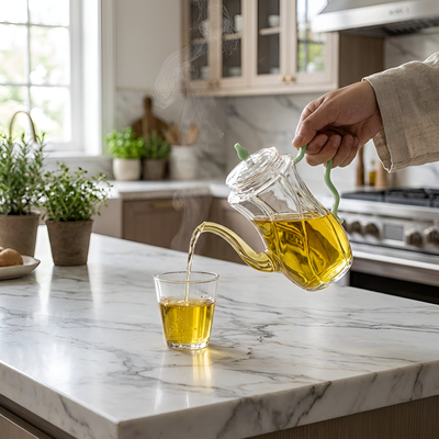 Petite théière individuelle en verre