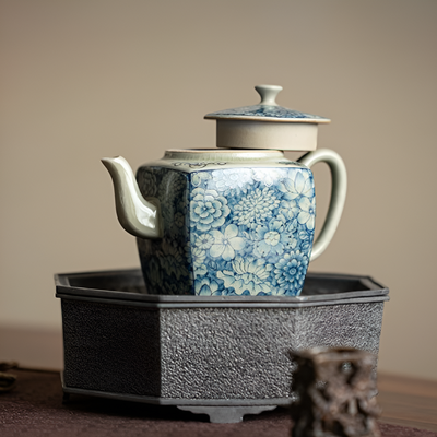 Porcelaine théière carré