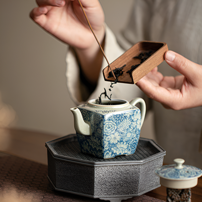 Porcelaine théière carré