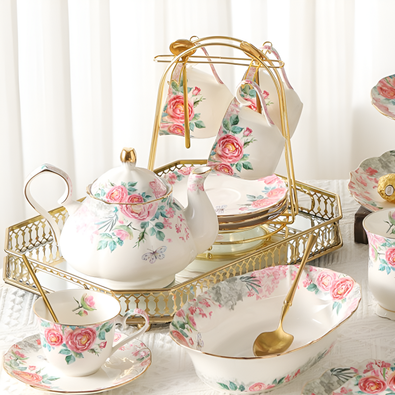 Service à thé anglais roses anglaises