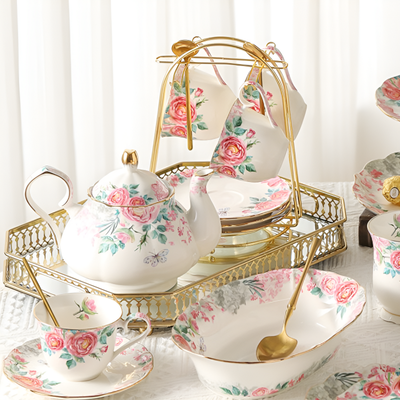 Service à thé anglais roses anglaises