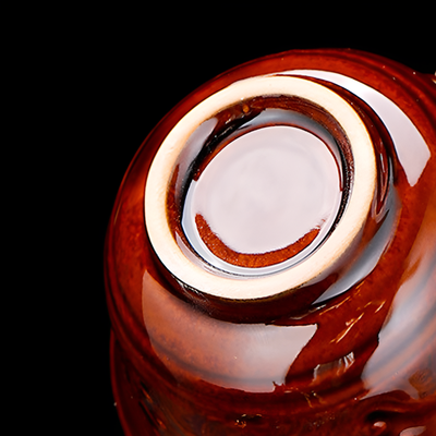 Service à thé chinois doré et marron motif relief