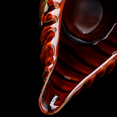 Service à thé chinois doré et marron motif relief