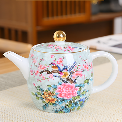 Service à thé chinois en porcelaine decor oiseau