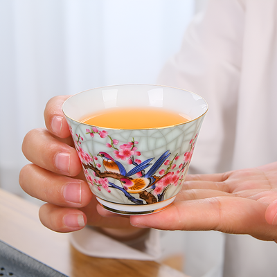 Service à thé chinois en porcelaine decor oiseau