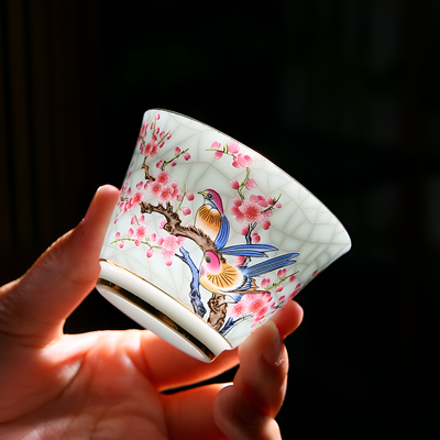 Service à thé chinois en porcelaine decor oiseau