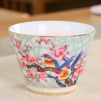 Service à thé chinois en porcelaine decor oiseau