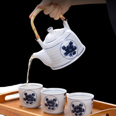 Service à thé japonais bleu blanc