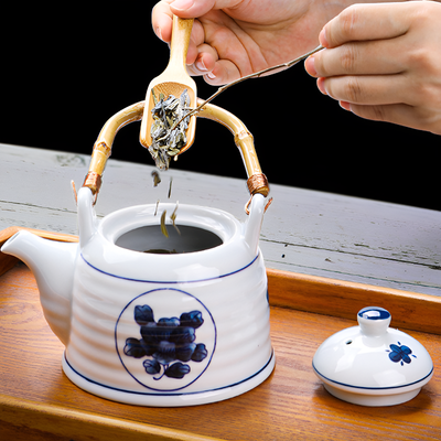 Service à thé japonais bleu blanc