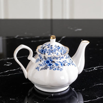 Service à thé porcelaine blanc et bleu