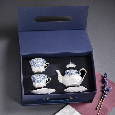 Service à thé porcelaine blanc et bleu