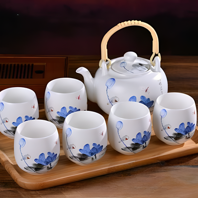 Service à thé porcelaine bleue