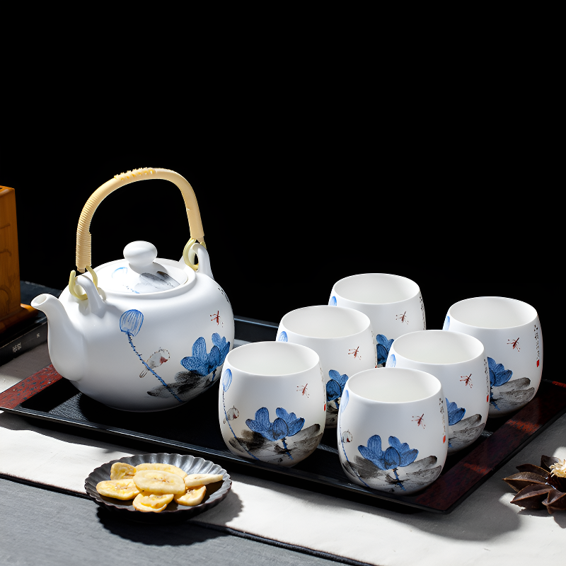 Service à thé porcelaine bleue