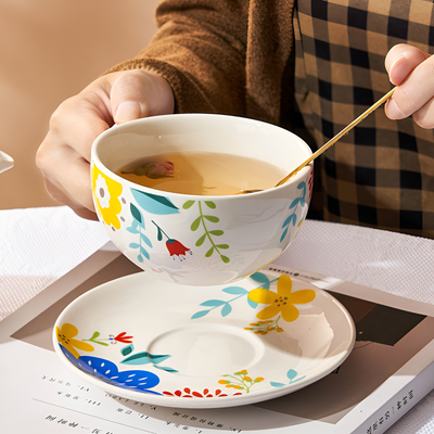 Théière anglaise décor jardin