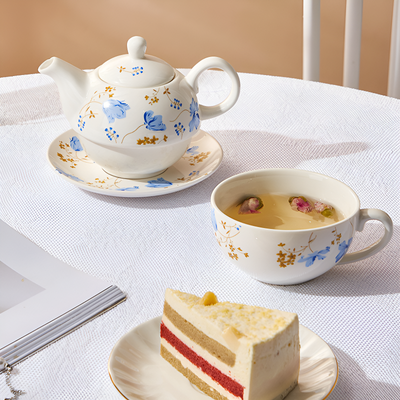 Théière anglaise décor jardin