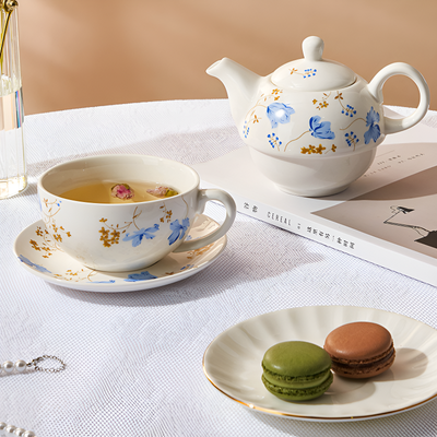 Théière anglaise décor jardin