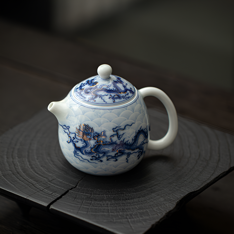 Théière blanche dragon