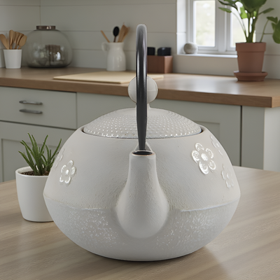 Théière blanche en fonte