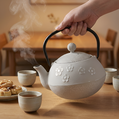 Théière blanche en fonte