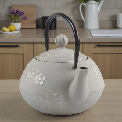 Théière blanche en fonte
