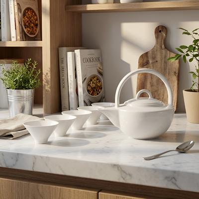 Théière blanche porcelaine fine