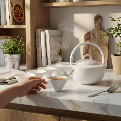 Théière blanche porcelaine fine