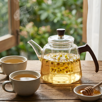 Théière borosilicate transparente