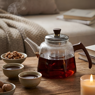 Théière borosilicate transparente