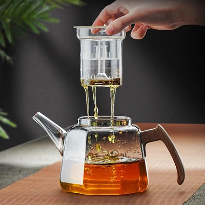 Théière borosilicate transparente