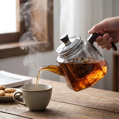 Théière borosilicate transparente