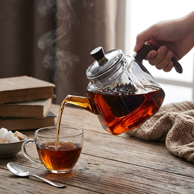 Théière borosilicate transparente