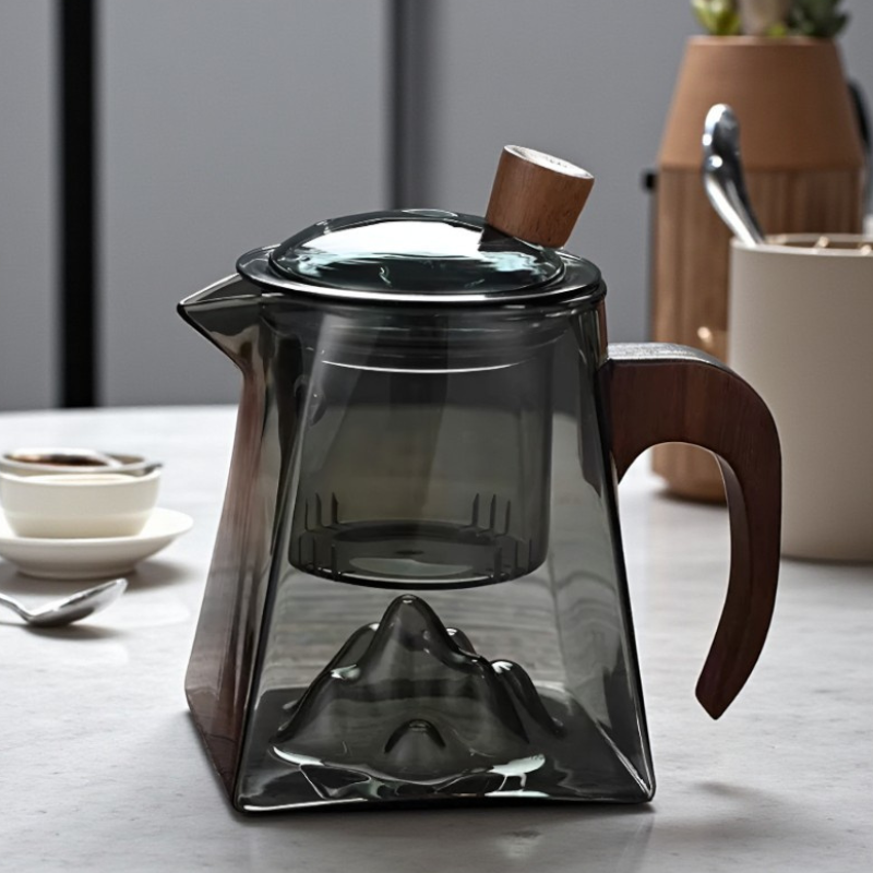 Théière carrée en verre