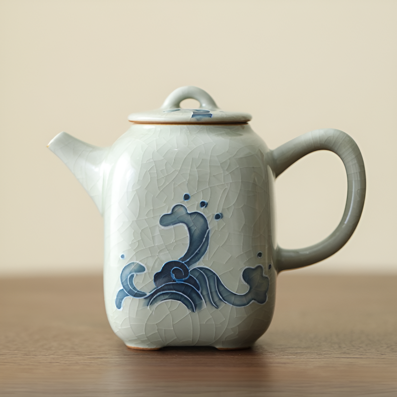 Théière céramique motifs bleus