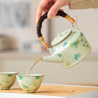 Théière céramique de style bambou