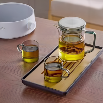 Théière avec filtre en verre transparente