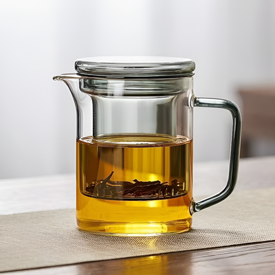 Théière avec filtre en verre transparente