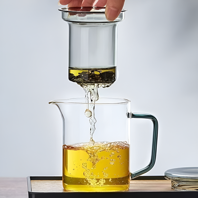 Théière avec filtre en verre transparente