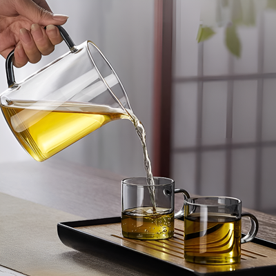 Théière avec filtre en verre transparente